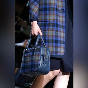 Authentic Marc by Marc Jacobs wool and CowLeather Plaid Blue Designer Handbag